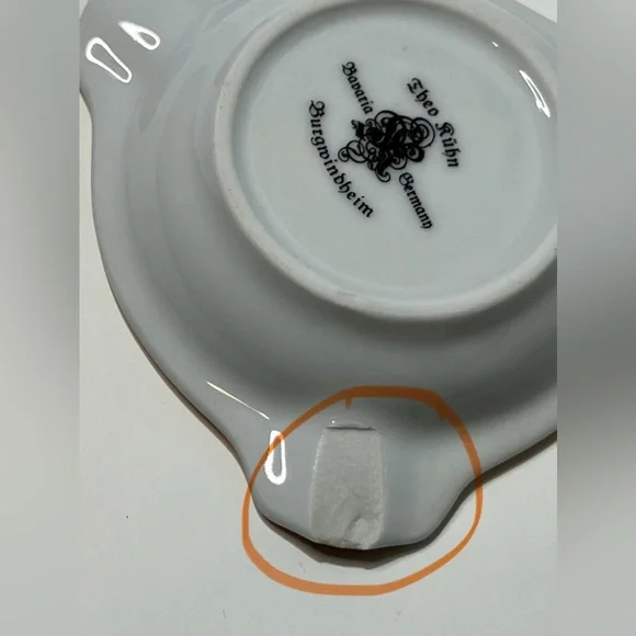 VTG Porcelain Ashtray Munchen Bavaria Germany Theo Kuhn Butgwinbheim Gold Rim - Picture 8 of 12